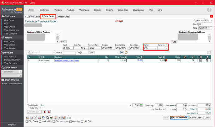 Carrier_CPO_Order Details