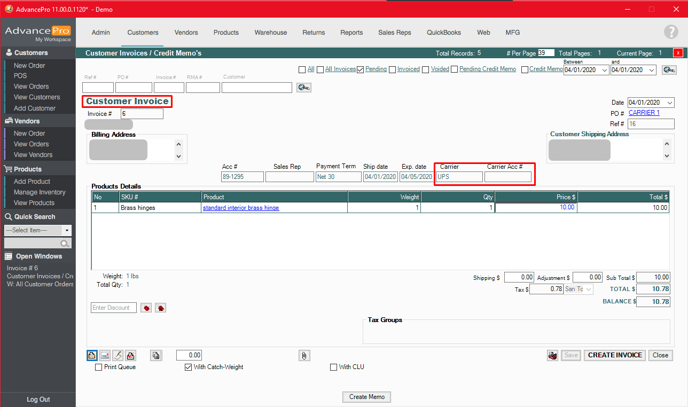 Carrier_Invoice_Screen