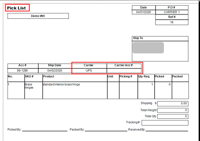 Carrier_Pick List