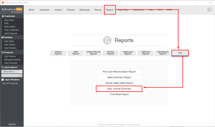 01_POS Daily Journal Summary Report