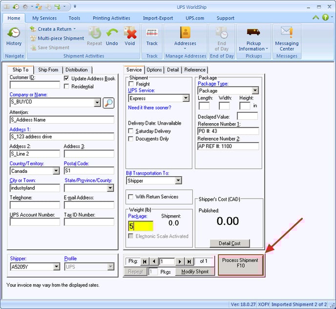 Ups worldship create return label