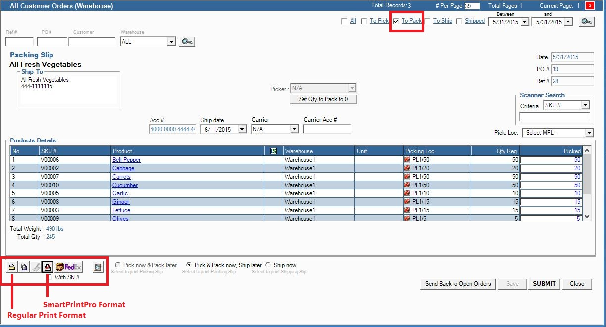 packing pro import list