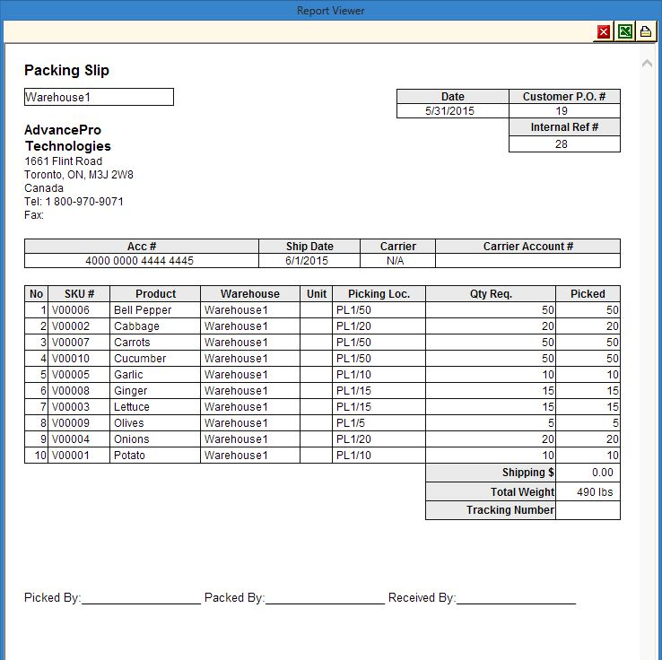 packing pro import list